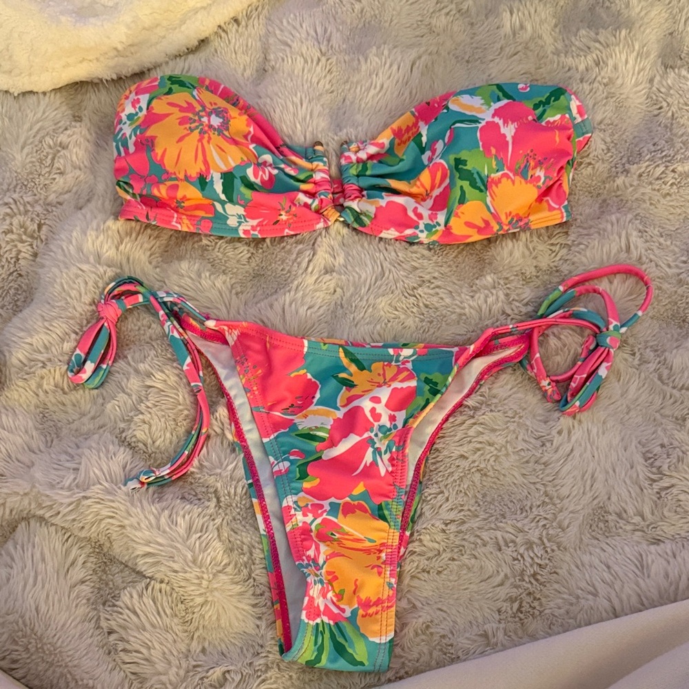 Floral Strapless Bikini Set